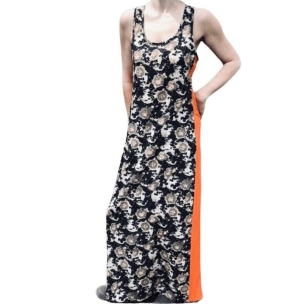 CUBIT‎ Camo & Orange Racer Back Maxi Dress — SZ S (see measurements Runs M/L)